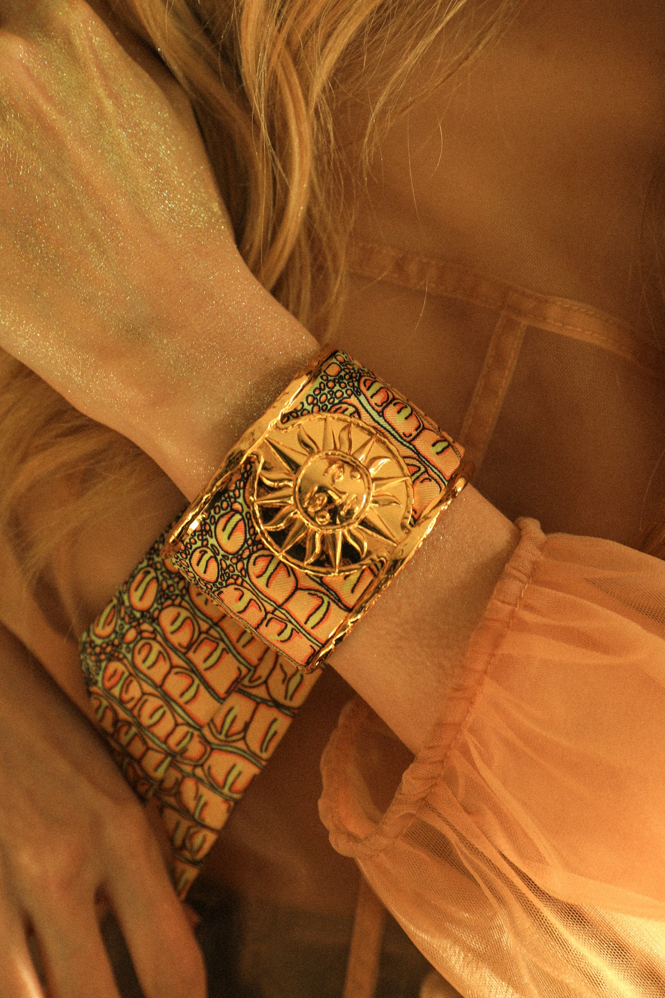 Manchette Soleil et ruban Croco pastel