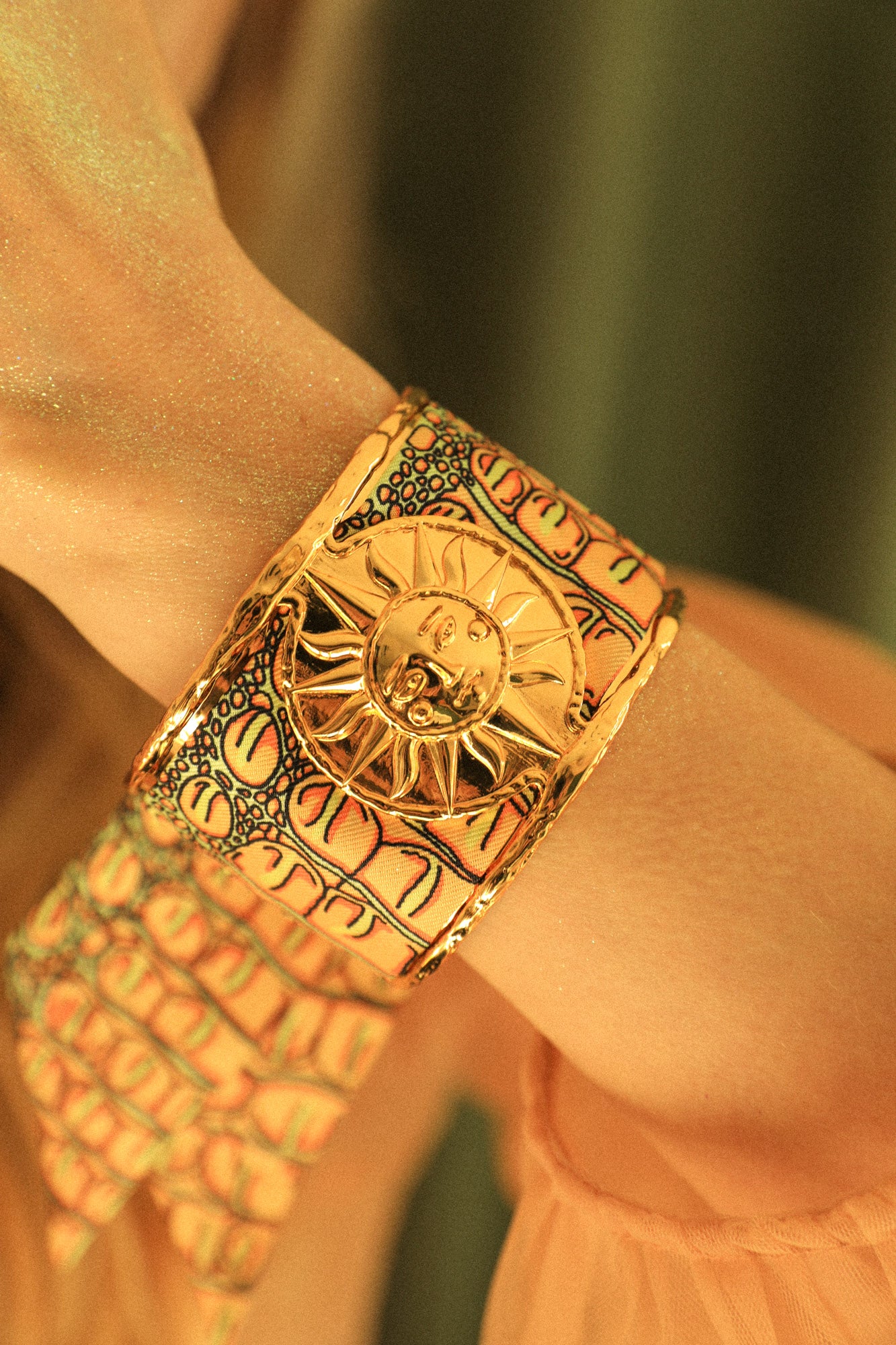 Manchette Soleil et ruban Croco pastel