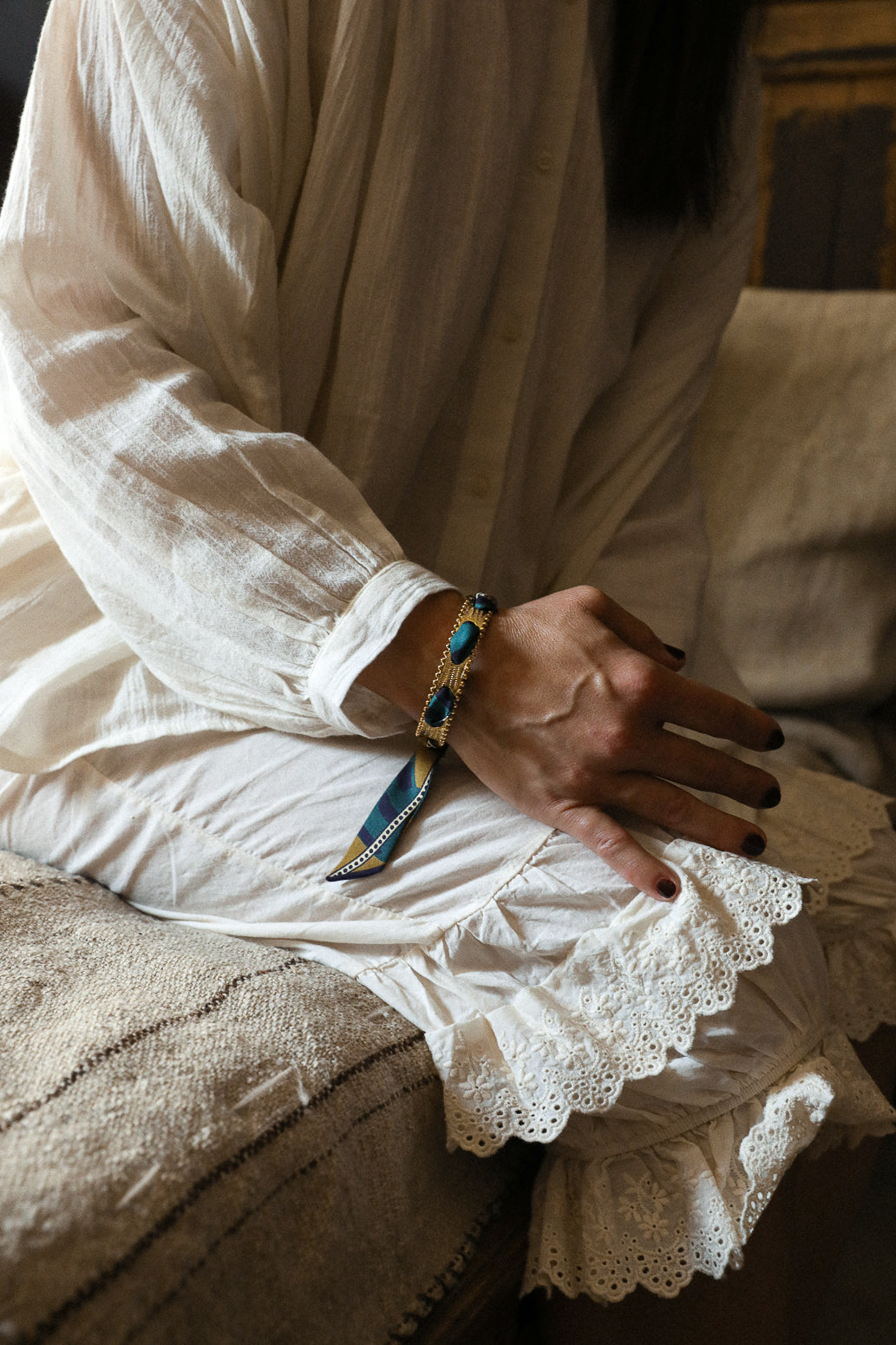 Bracelet Diva et ruban Chapanoir, olive