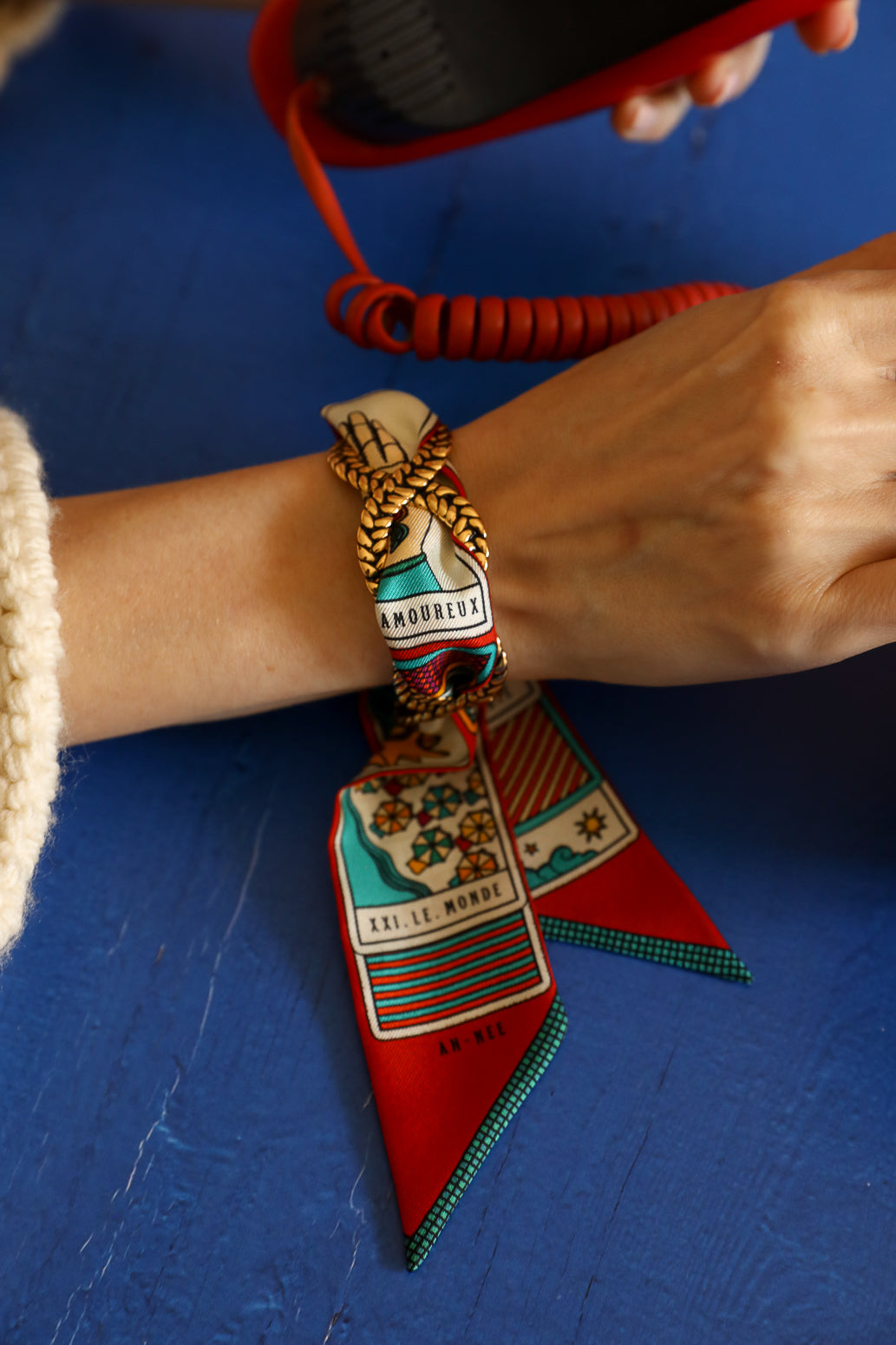 Manchette Tresse et ruban Tarot, Multicolore