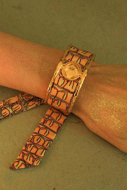 Manchette Lune et ruban Croco pastel