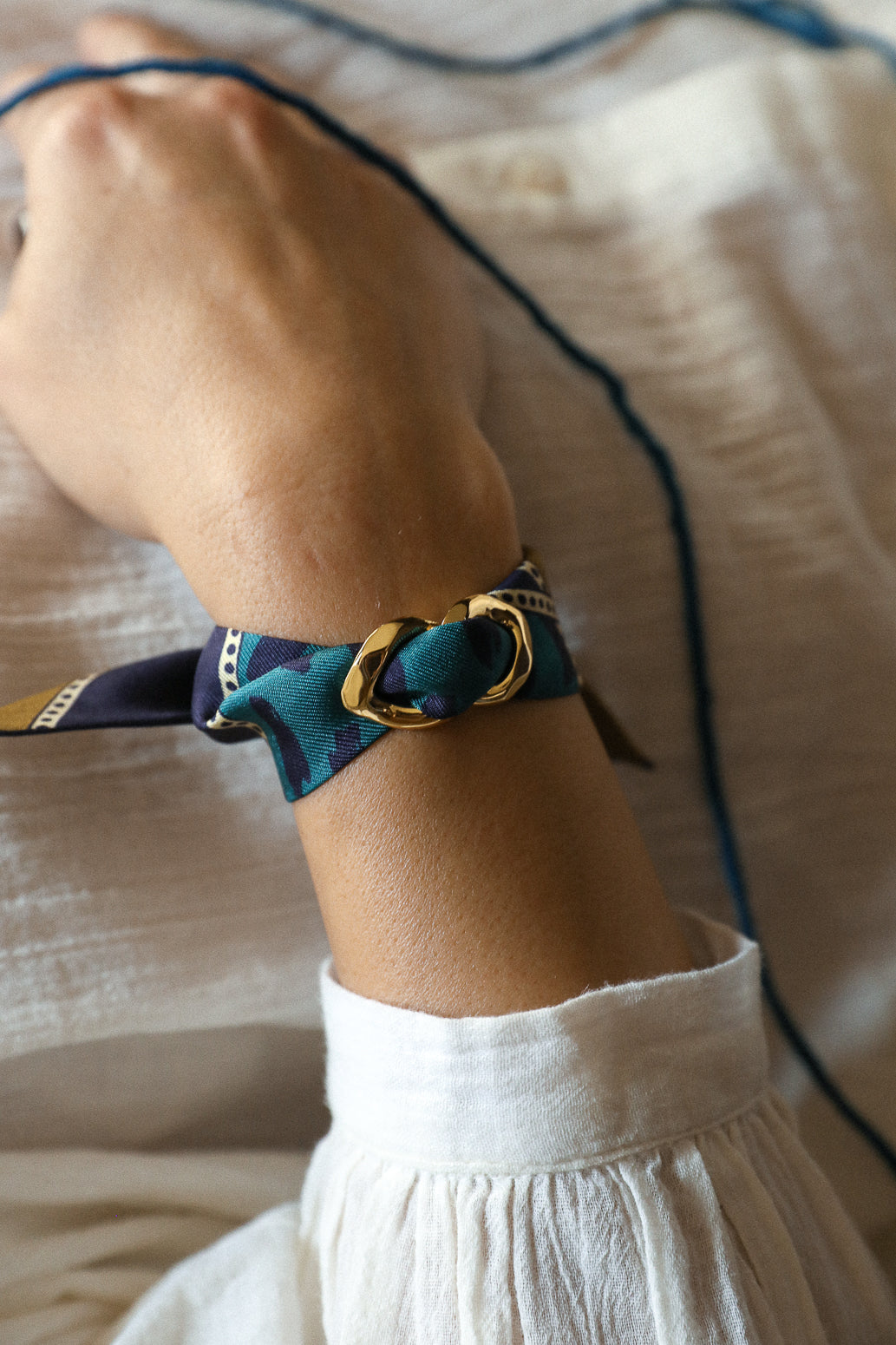 Bracelet en soie 4cm Chapanoir, olive