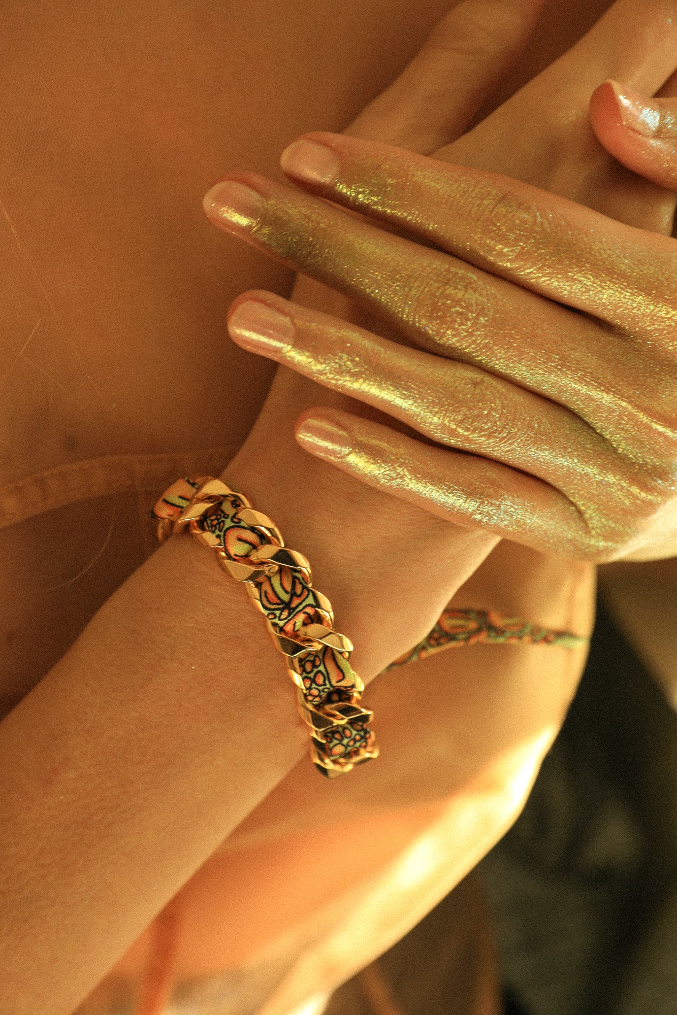 Bracelet Décembre et ruban Croco pastel