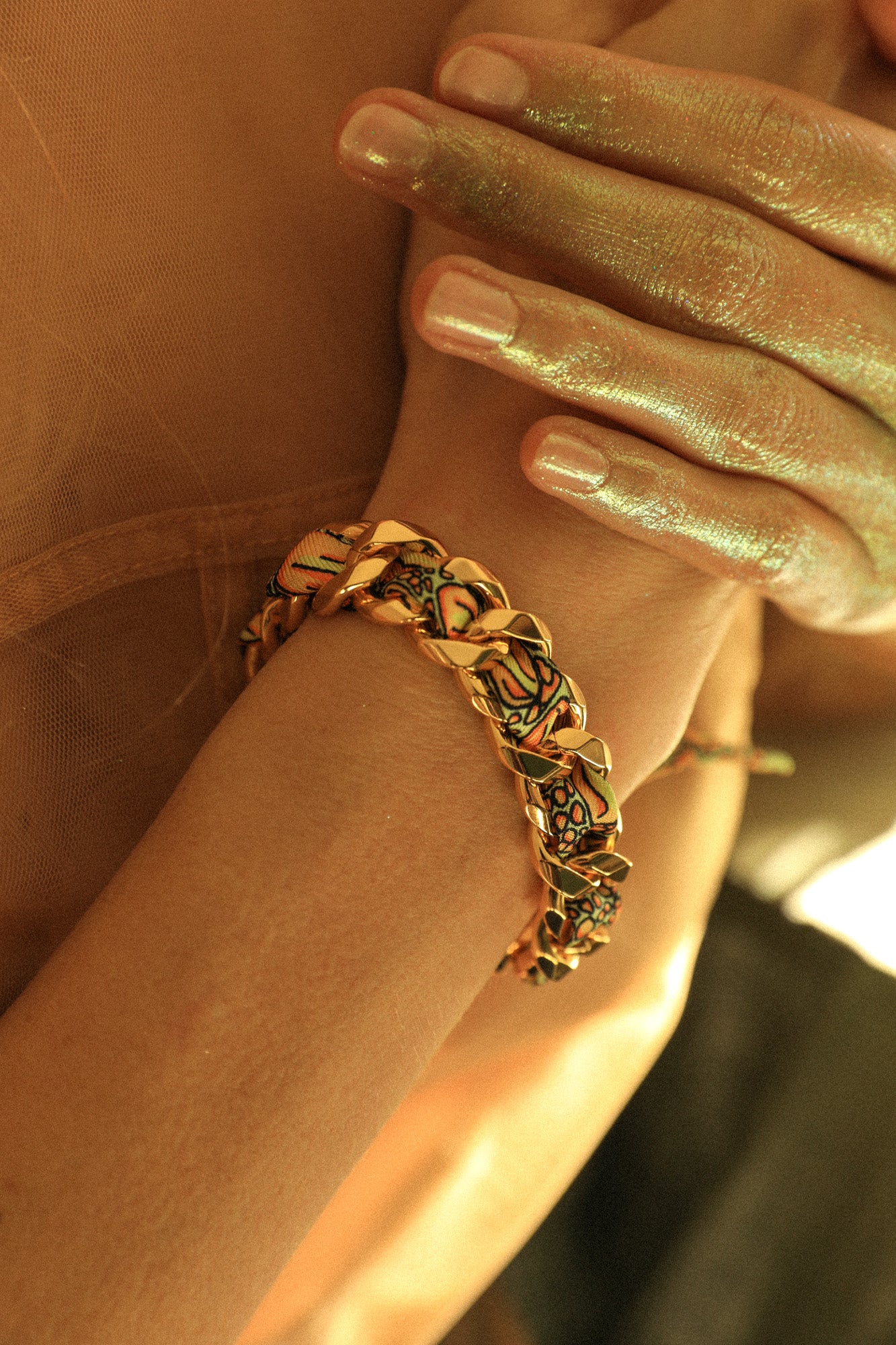 Bracelet Décembre et ruban Croco pastel