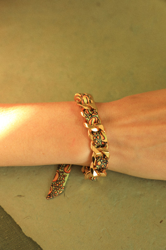 Bracelet Décembre et ruban Croco pastel