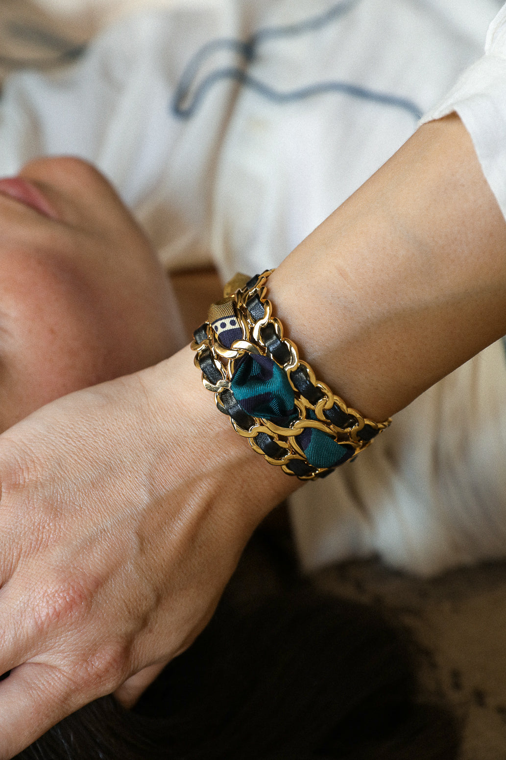 Petite manchette Décembre et ruban Chapanoir, olive