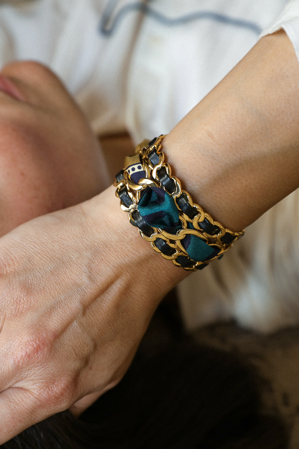 Petite manchette Décembre et ruban Chapanoir, olive