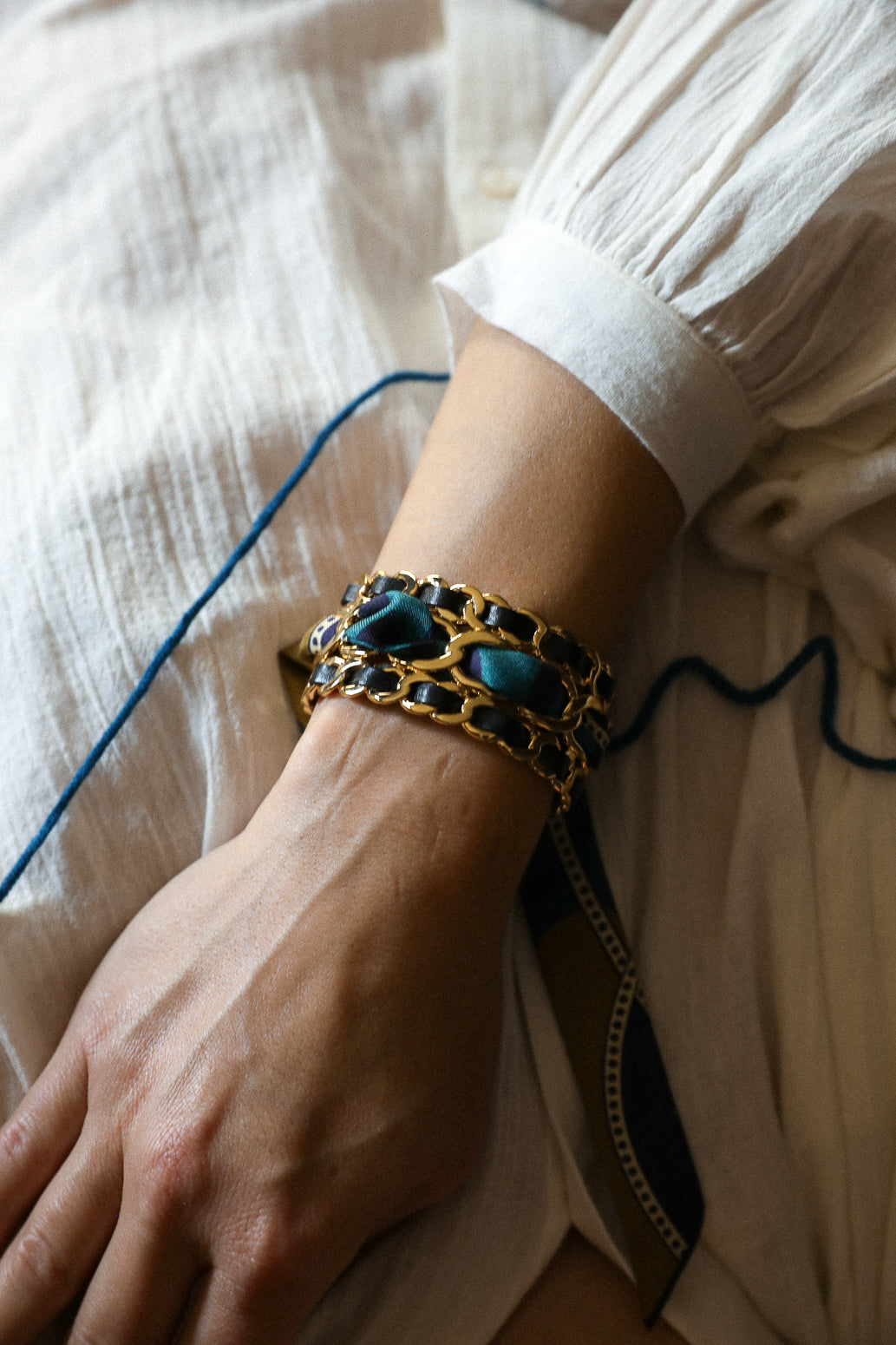 Petite manchette Décembre et ruban Chapanoir, olive