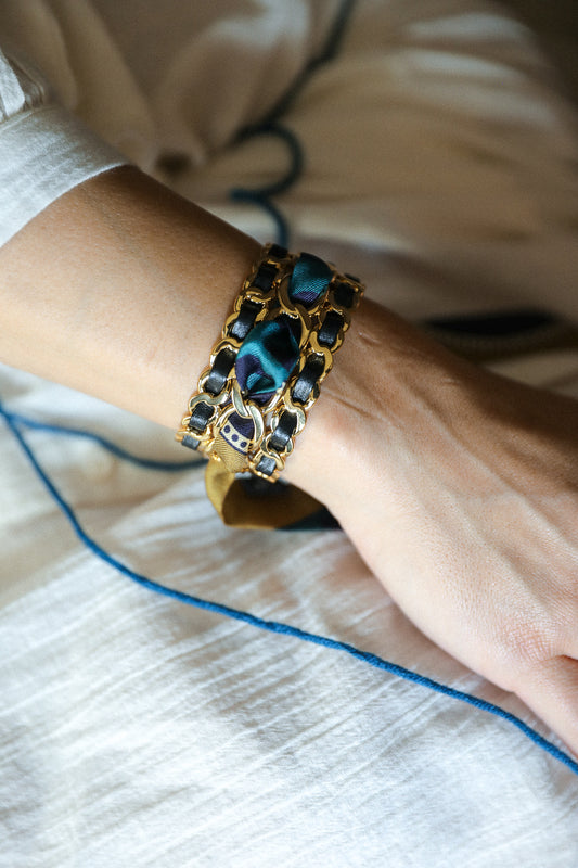 Petite manchette Décembre et ruban Chapanoir, olive