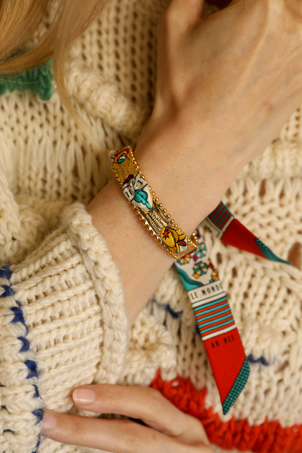 Bracelet Diva et ruban Tarot, multicolore