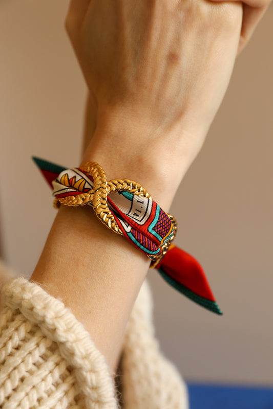 Manchette Tresse et ruban Tarot, Multicolore