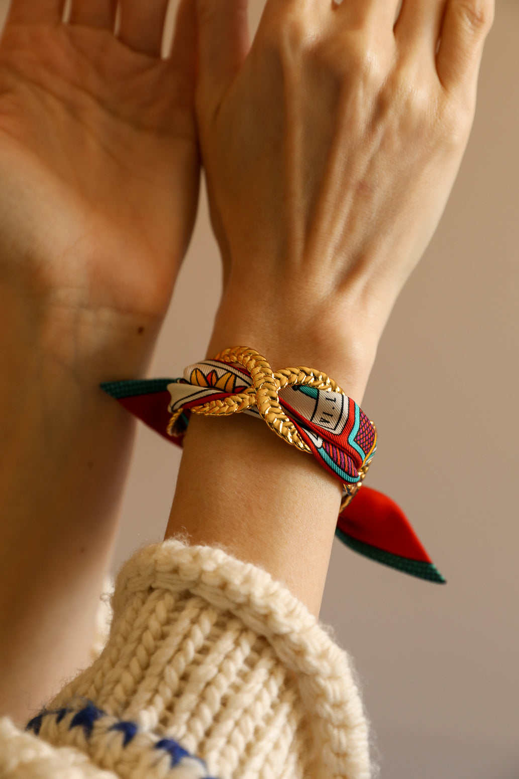 Manchette Tresse et ruban Tarot, Multicolore