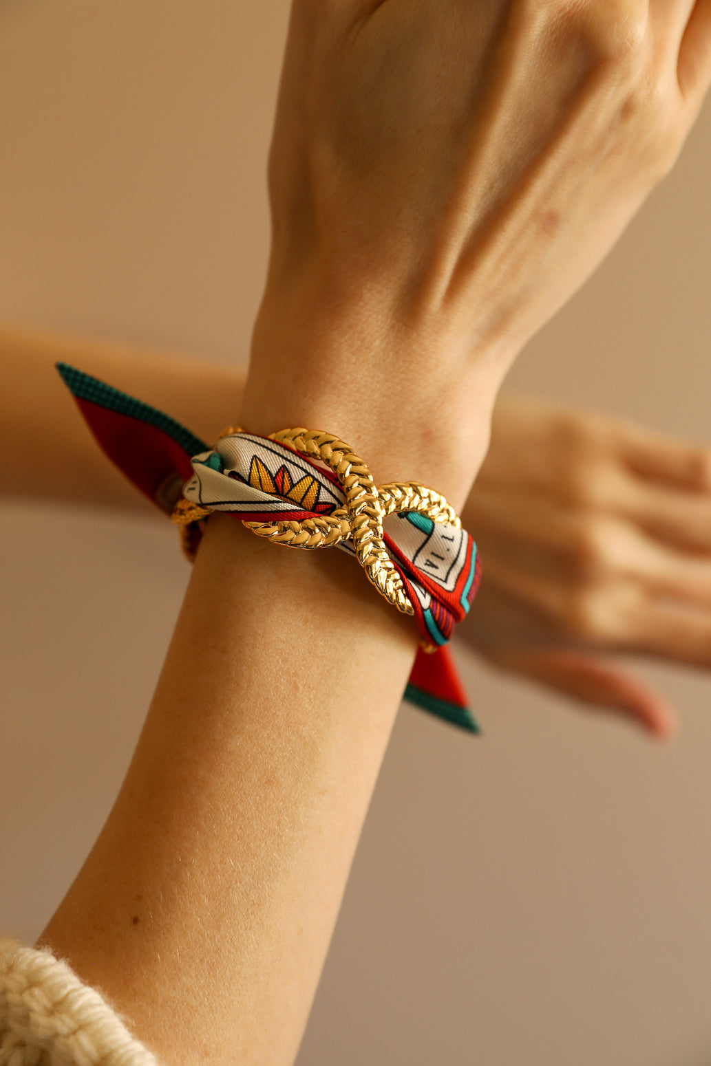 Manchette Tresse et ruban Tarot, Multicolore