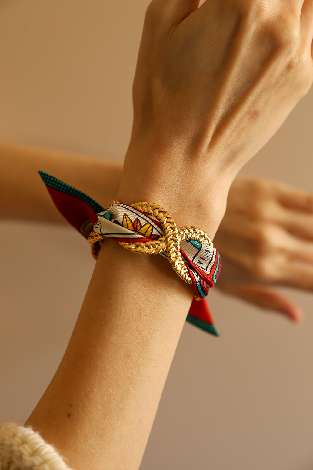 Manchette Tresse et ruban Tarot, Multicolore