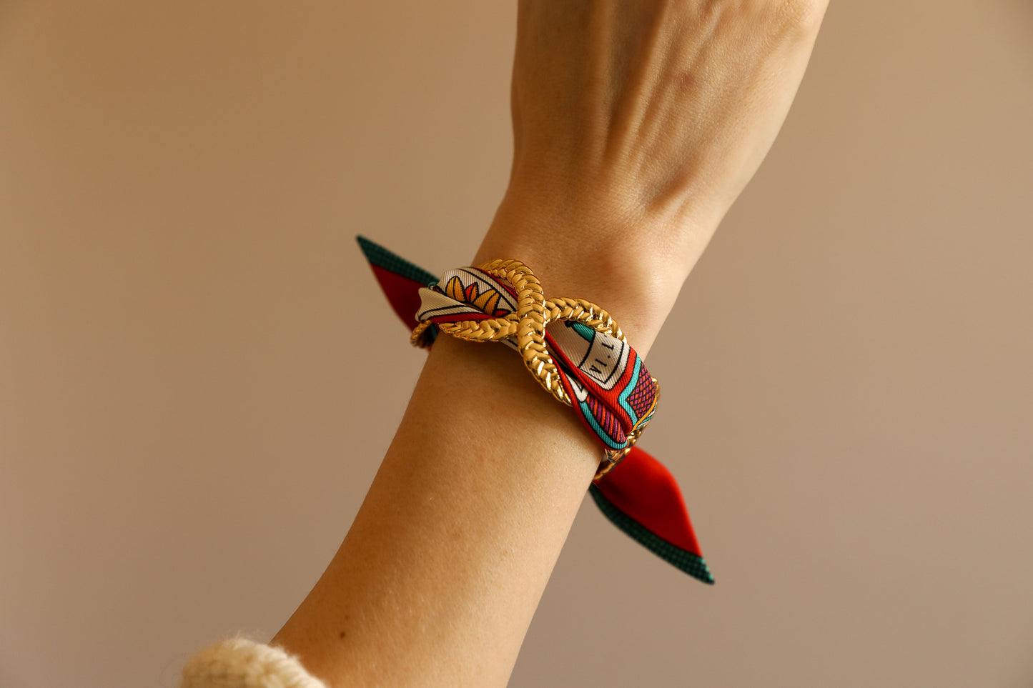 Manchette Tresse et ruban Tarot, Multicolore