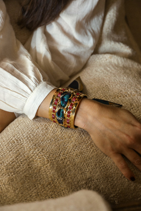 Grande manchette Décembre et ruban Chapanoir, olive