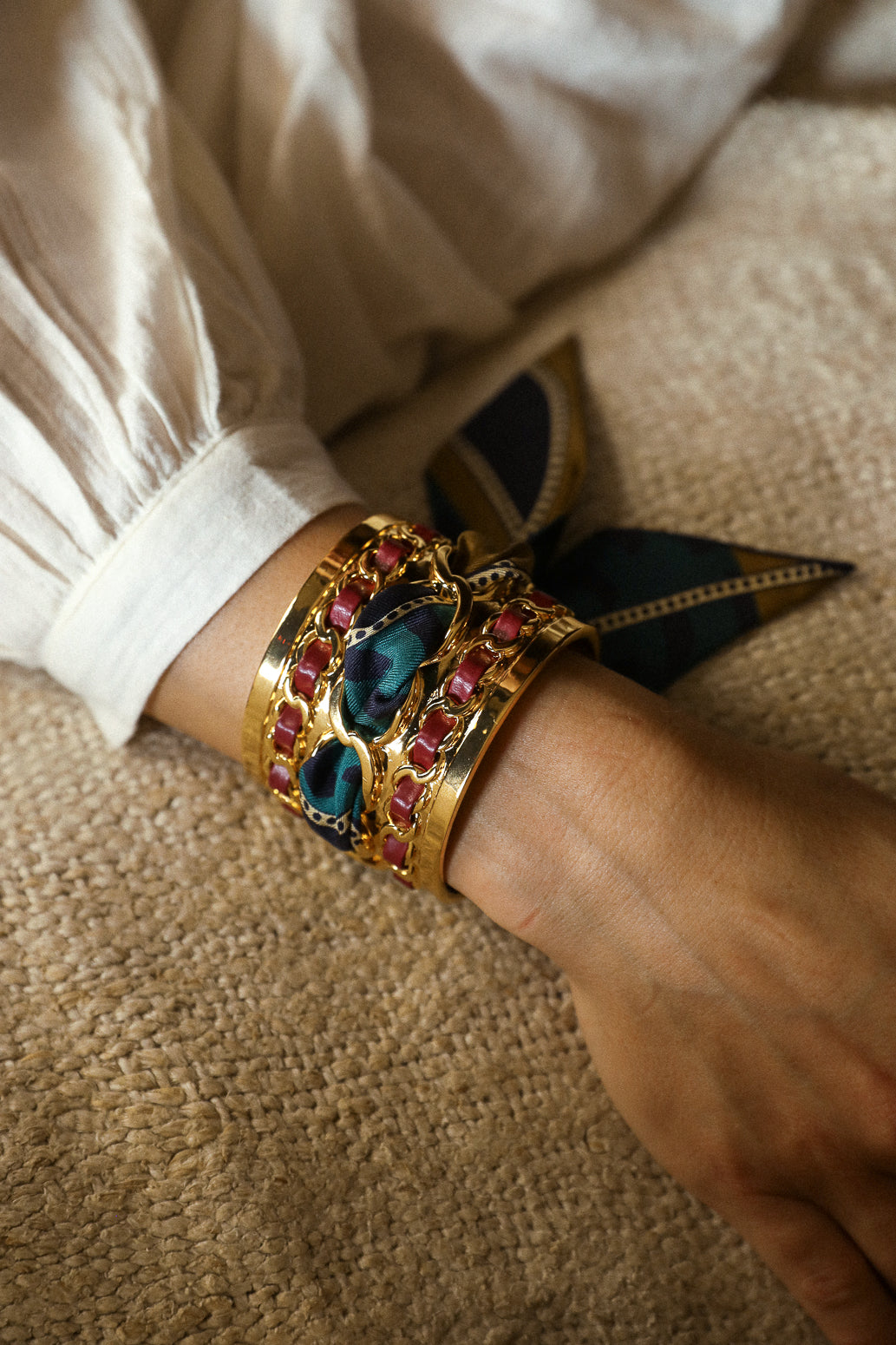 Bracelet en soie 4cm Chapanoir, olive