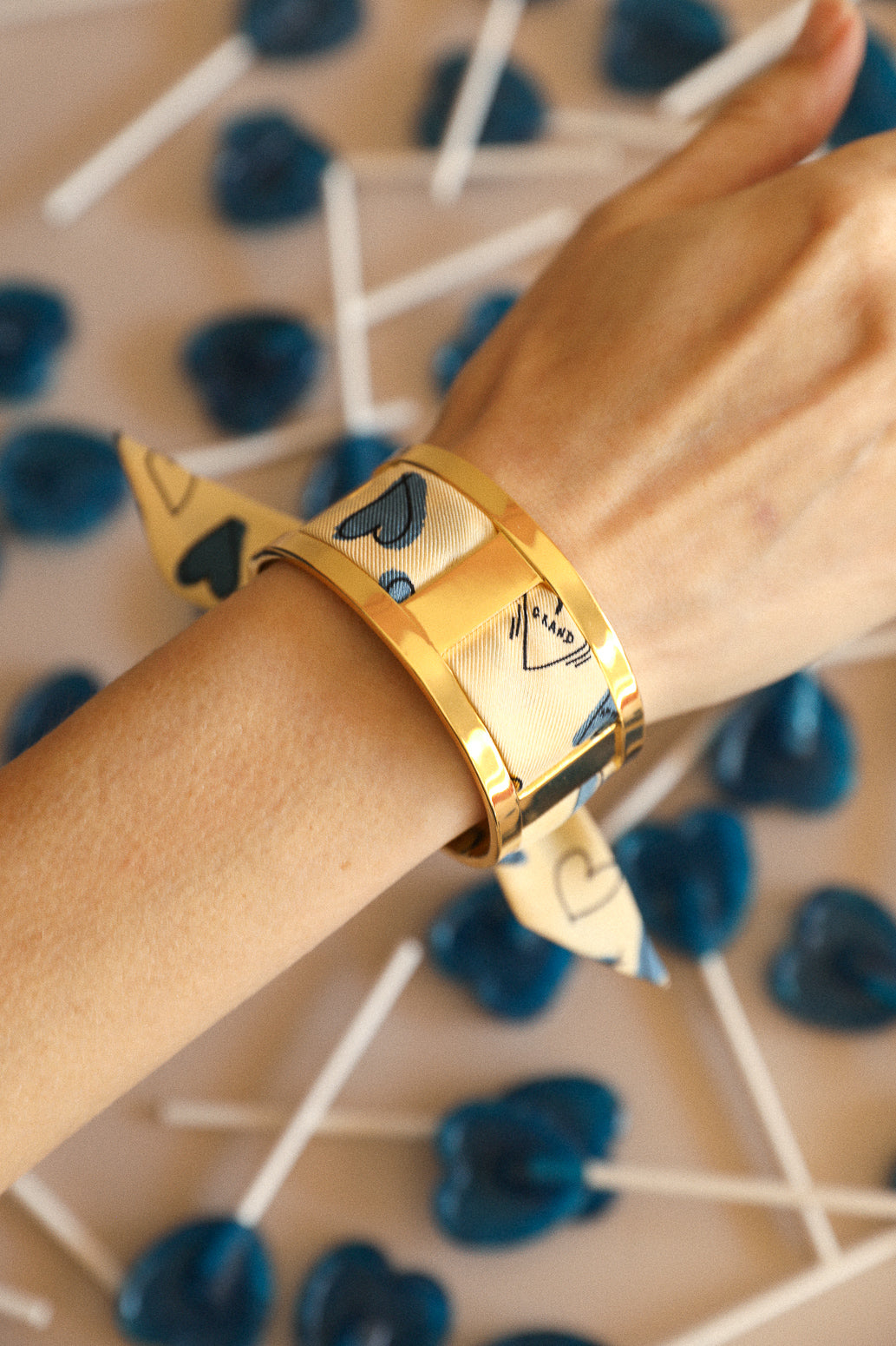 JMA cuff and Les Mots Bleus ribbon