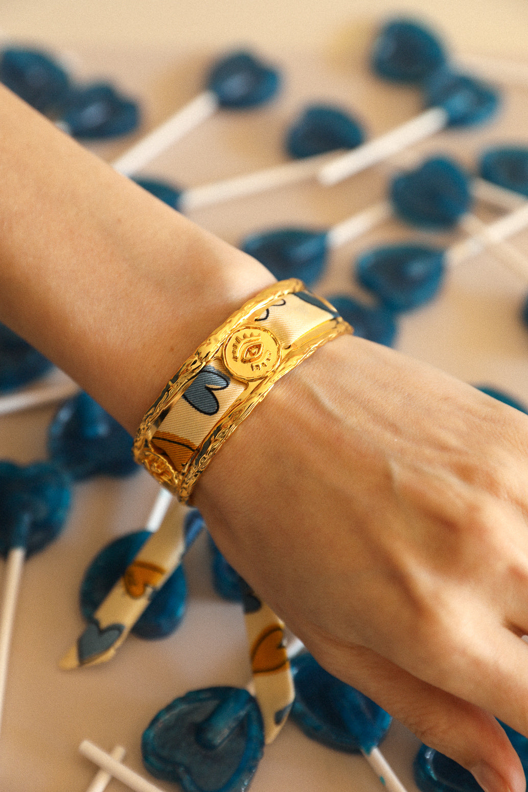 Irma cuff and its Blue Words ribbon
