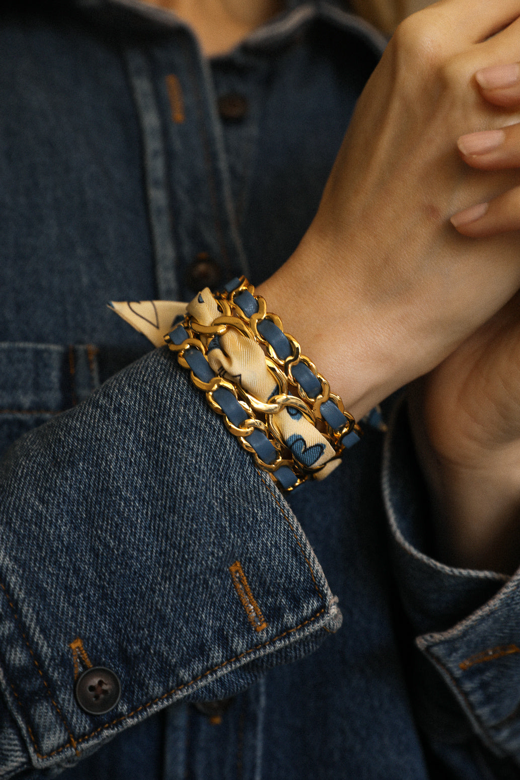 Small December cuff and Bohemian Deer ribbon, green