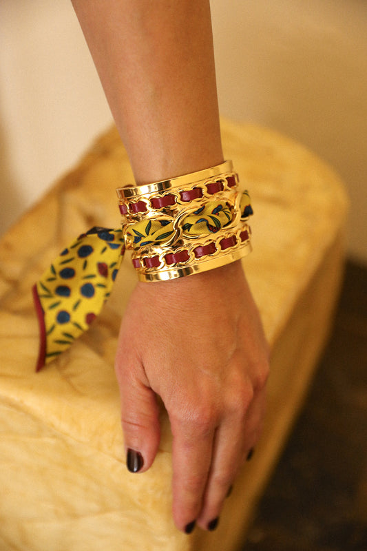 Grande manchette Décembre et ruban Gypsy Tales, curry