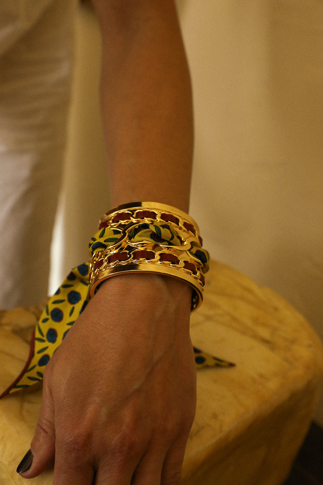 Grande manchette Décembre et ruban Gypsy Tales, curry