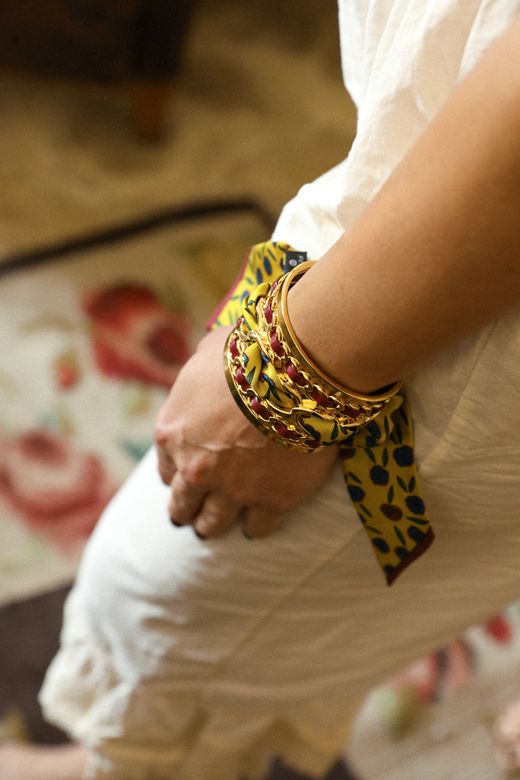 Grande manchette Décembre et ruban Gypsy Tales, curry