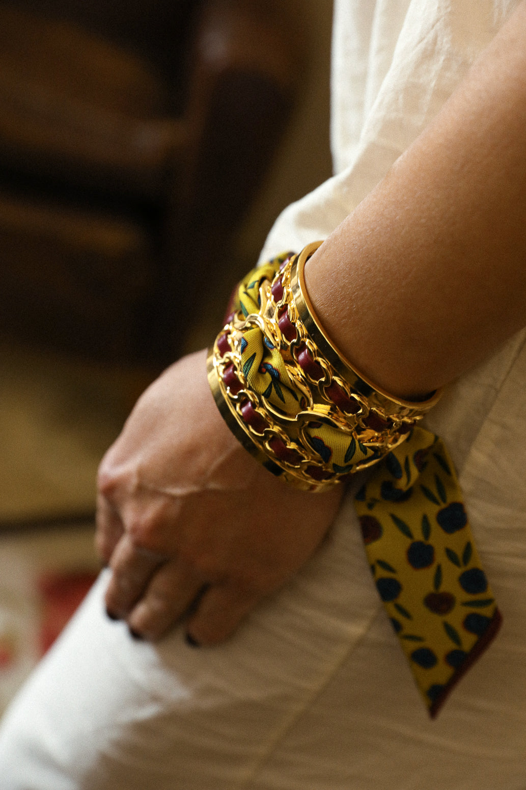 Grande manchette Décembre et ruban Gypsy Tales, curry