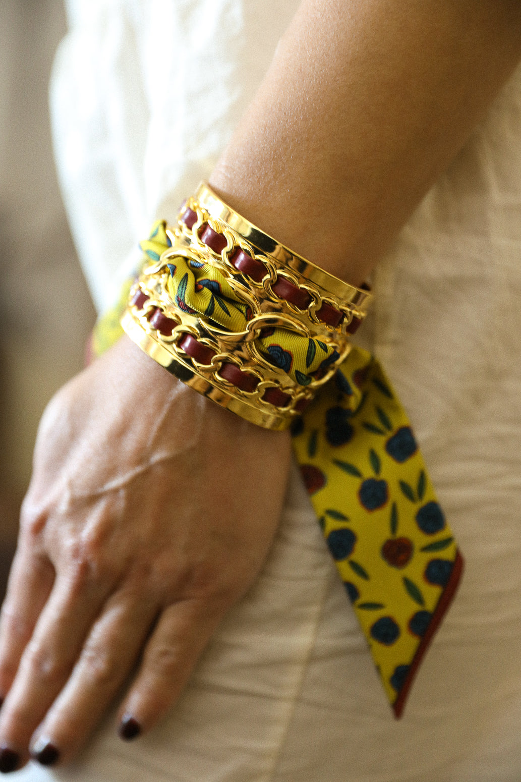 Grande manchette Décembre et ruban Gypsy Tales, curry