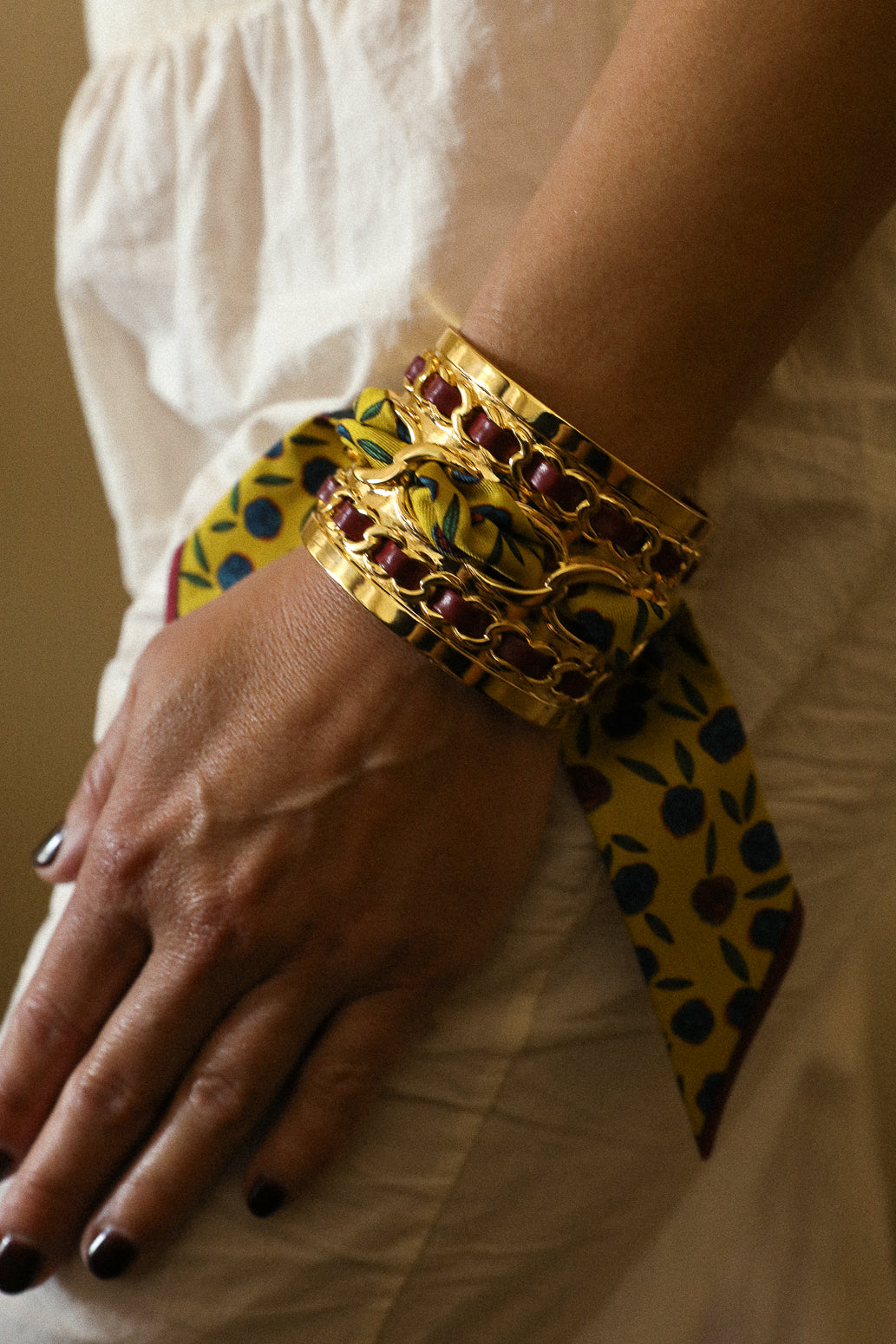 Grande manchette Décembre et ruban Gypsy Tales, curry