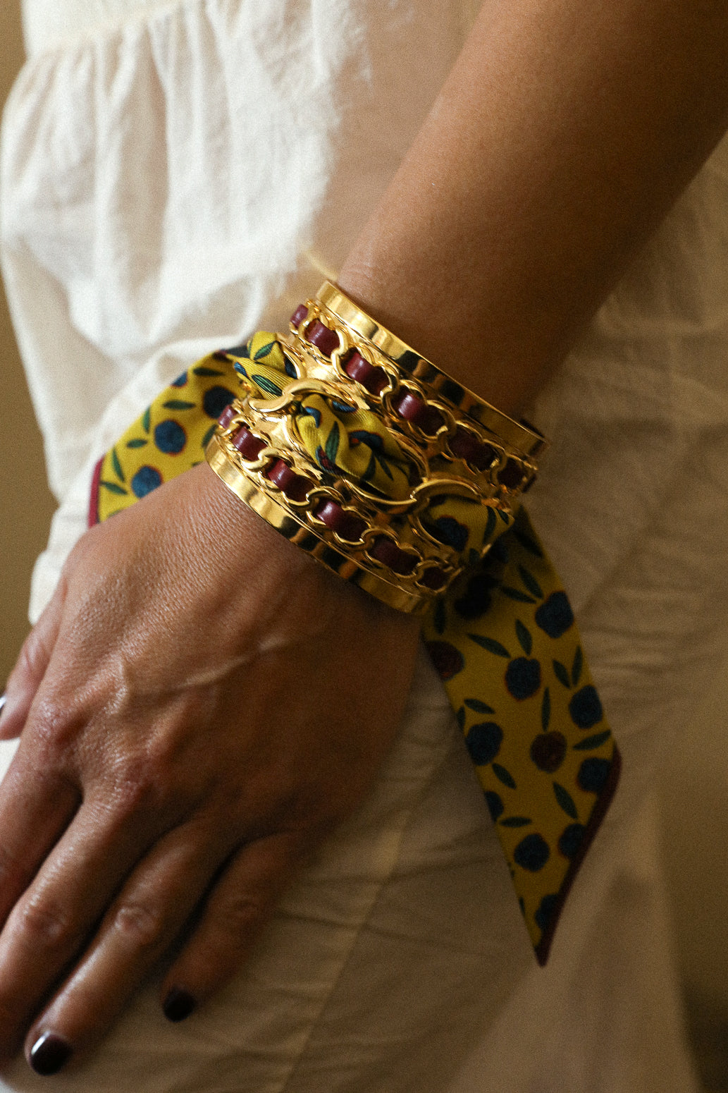 Grande manchette Décembre et ruban Gypsy Tales, curry