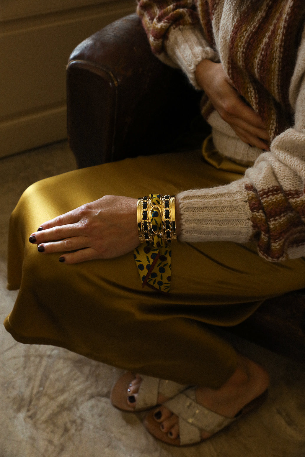 Grande manchette Décembre et ruban Gypsy Tales, curry