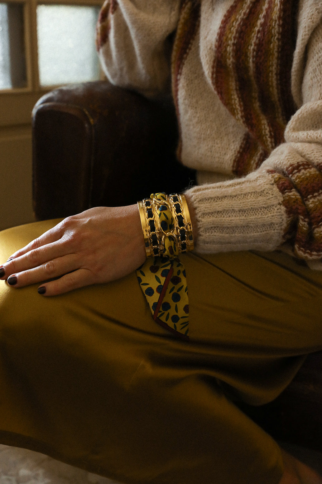 Grande manchette Décembre et ruban Gypsy Tales, curry