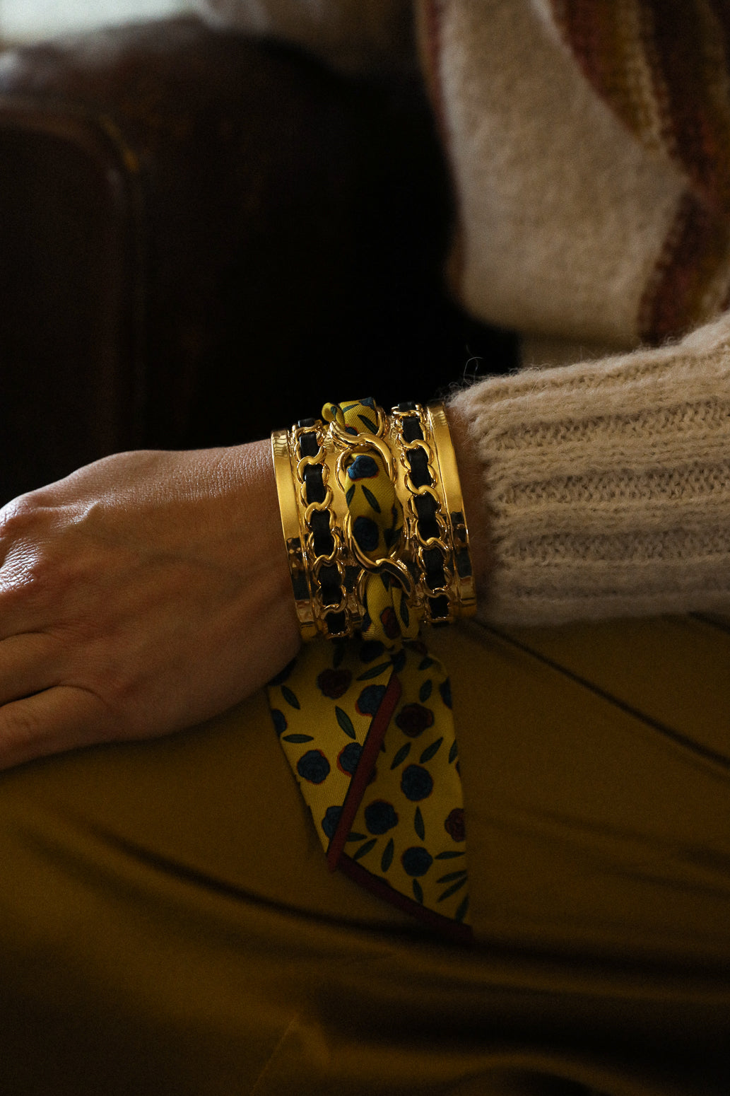 Grande manchette Décembre et ruban Gypsy Tales, curry