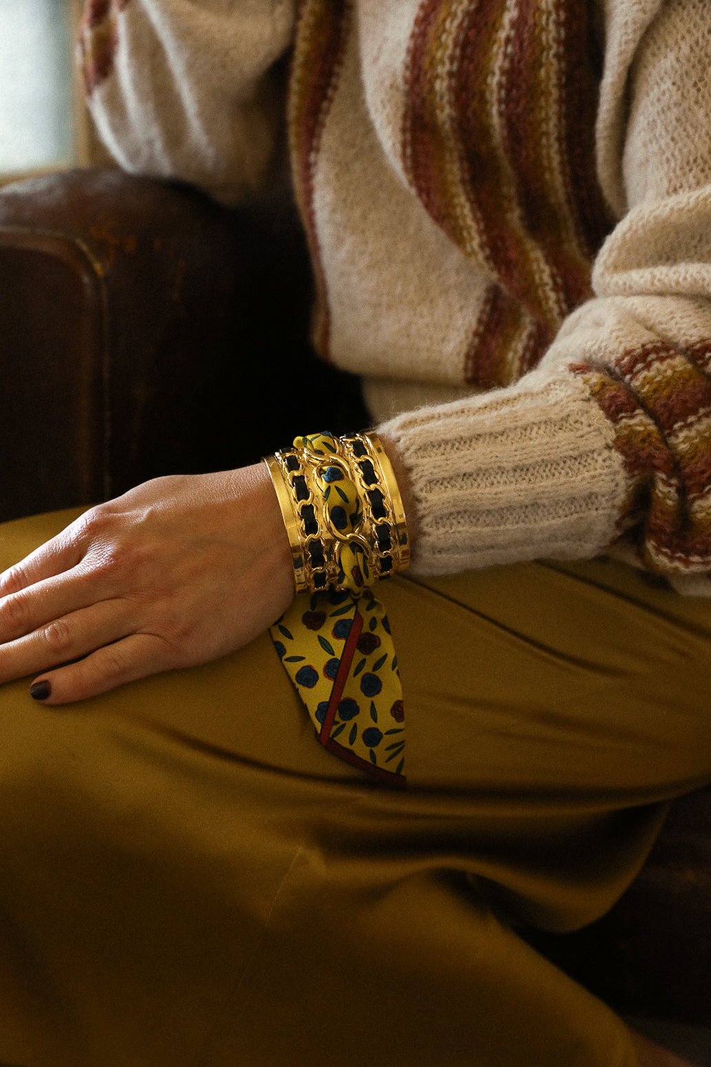 Grande manchette Décembre et ruban Gypsy Tales, curry