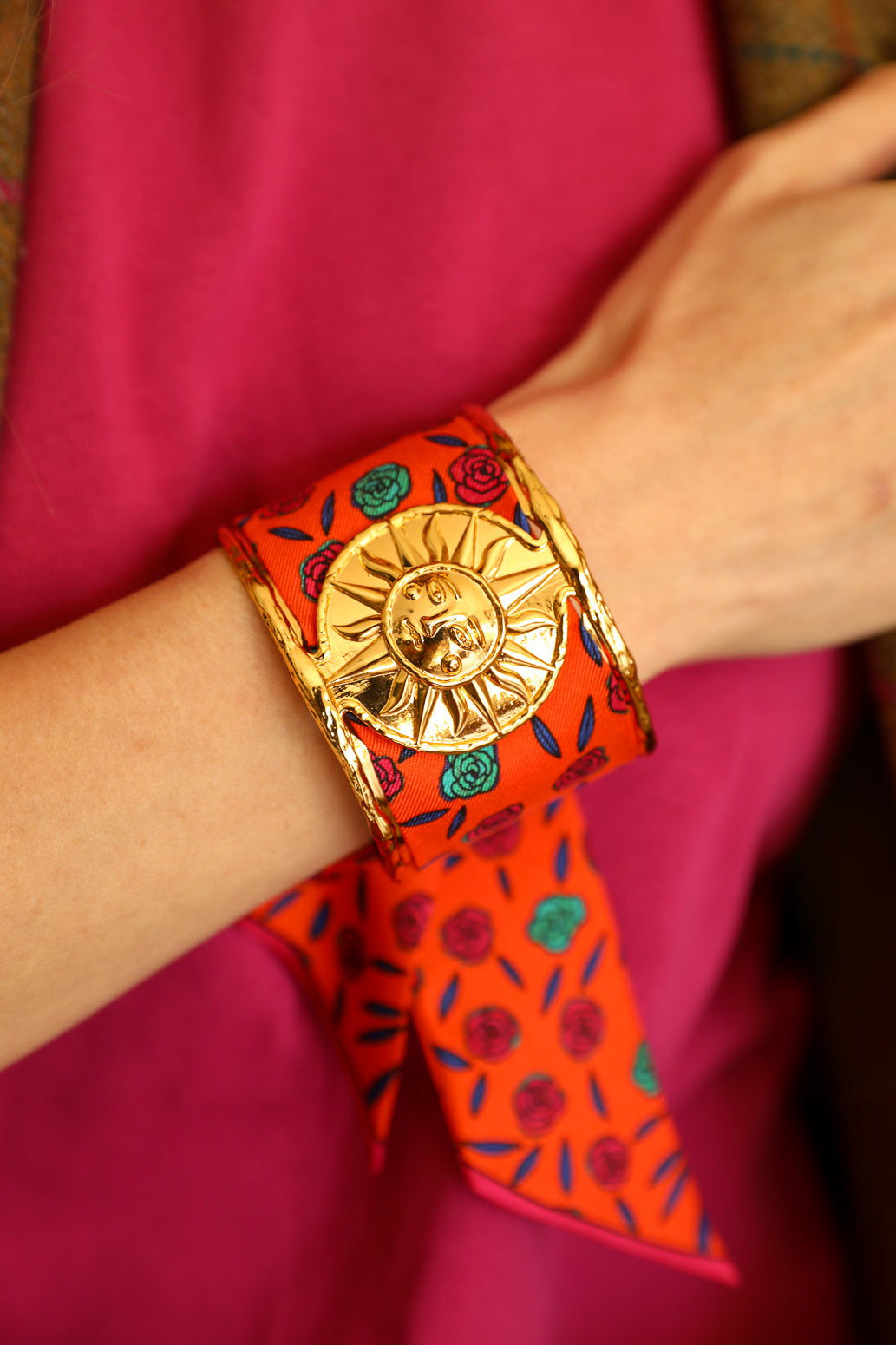 Grande manchette Soleil et ruban Gypsy Tales, orange