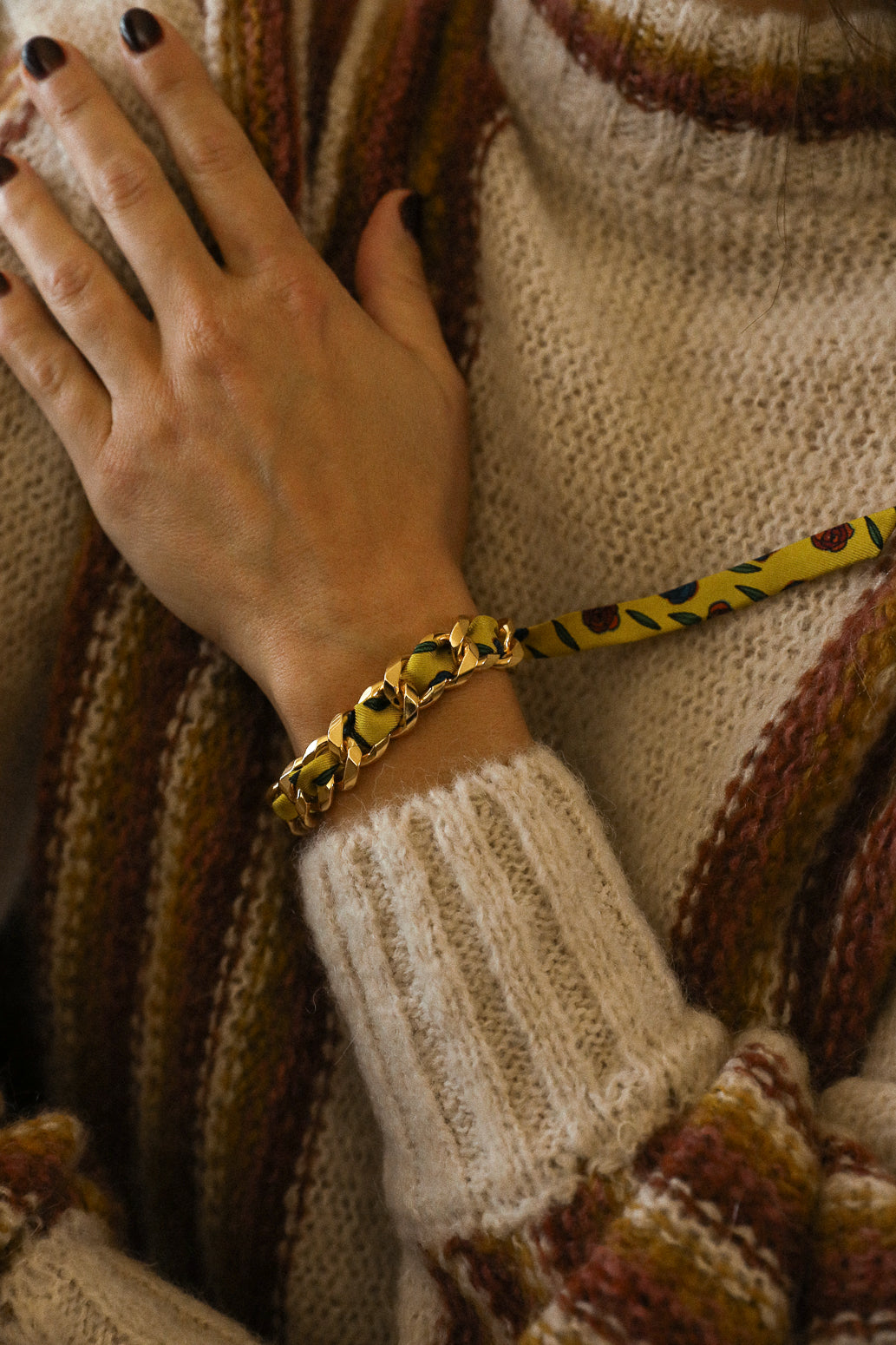 Bracelet Décembre et son ruban Gypsy Tales, curry