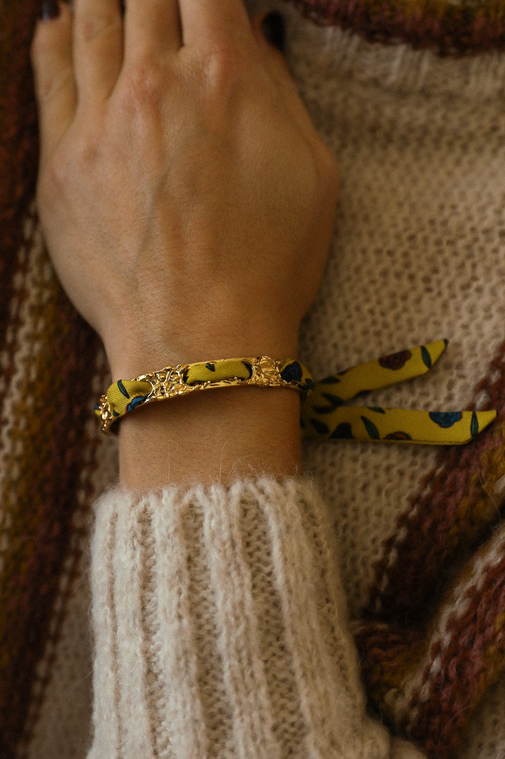 Ruban en soie 1cm Gypsy Tales, curry