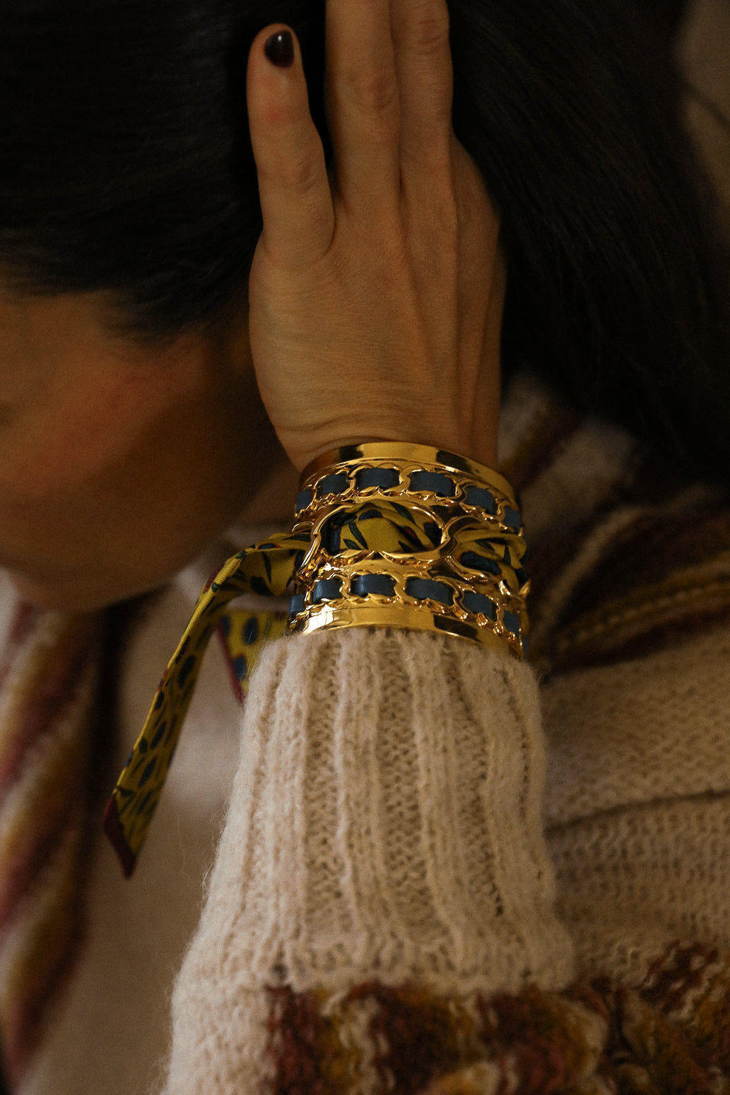 Grande manchette Décembre et ruban Gypsy Tales, curry