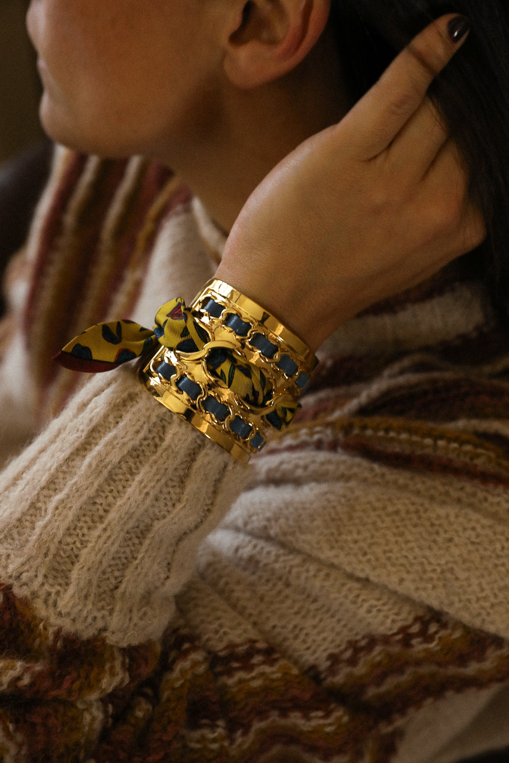 Grande manchette Décembre et ruban Gypsy Tales, curry