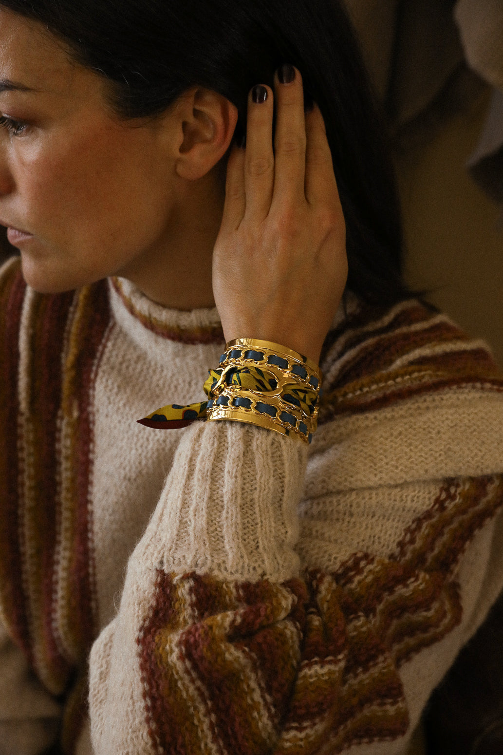 Grande manchette Décembre et ruban Gypsy Tales, curry