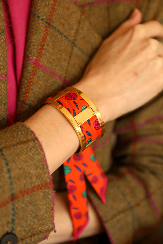 Ruban en soie 2cm Gypsy Tales, orange