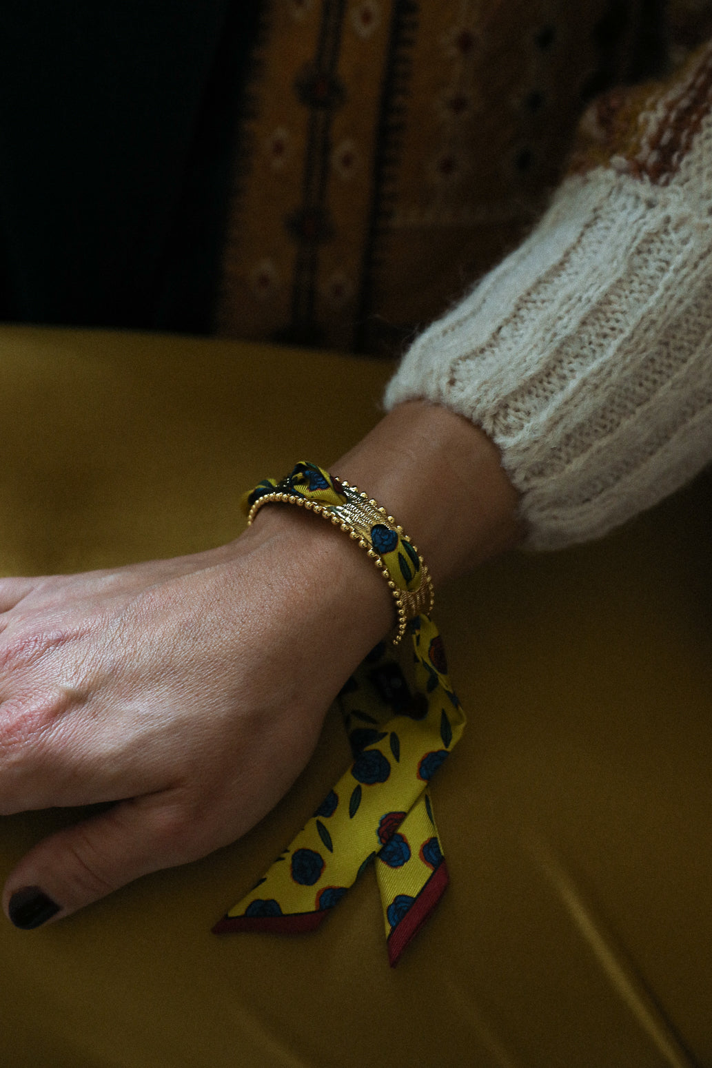 Ruban en soie 2cm Gypsy Tales, curry