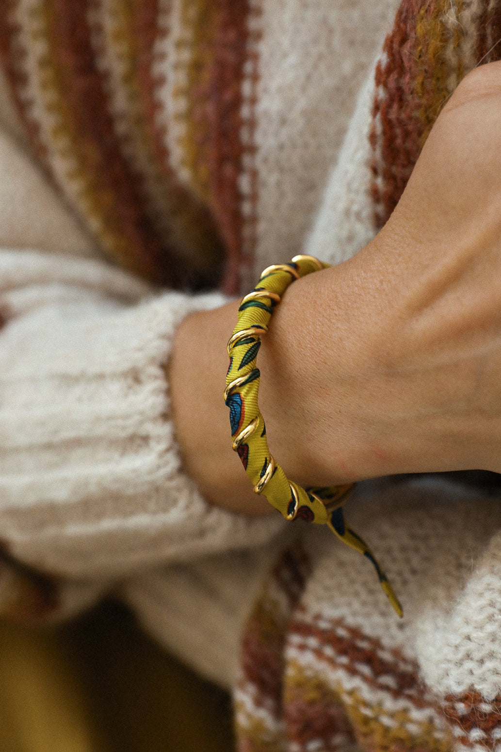 Ruban en soie 1cm Gypsy Tales, curry