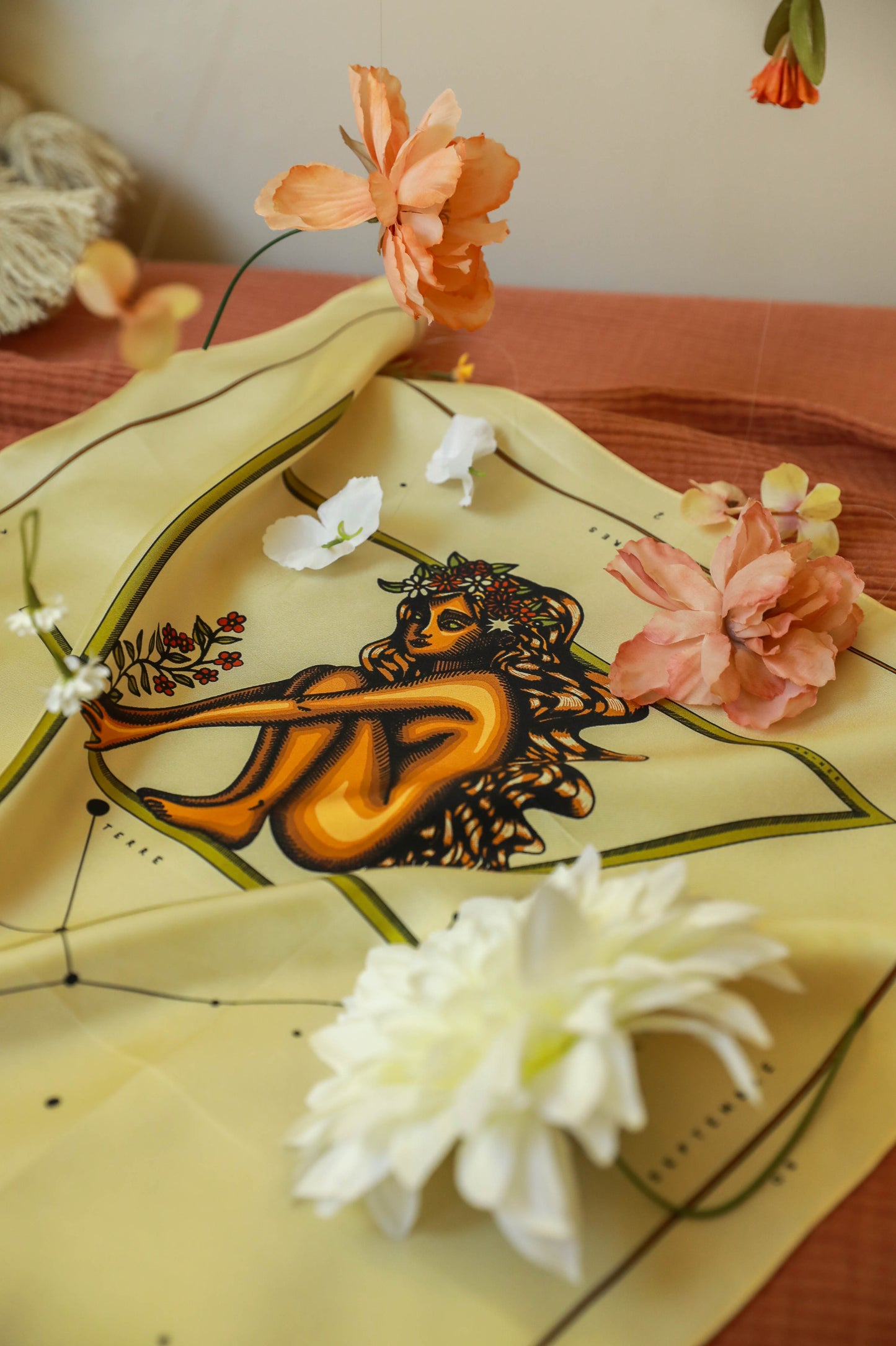 Bandana en soie 55cm - Signe Astro, Crème