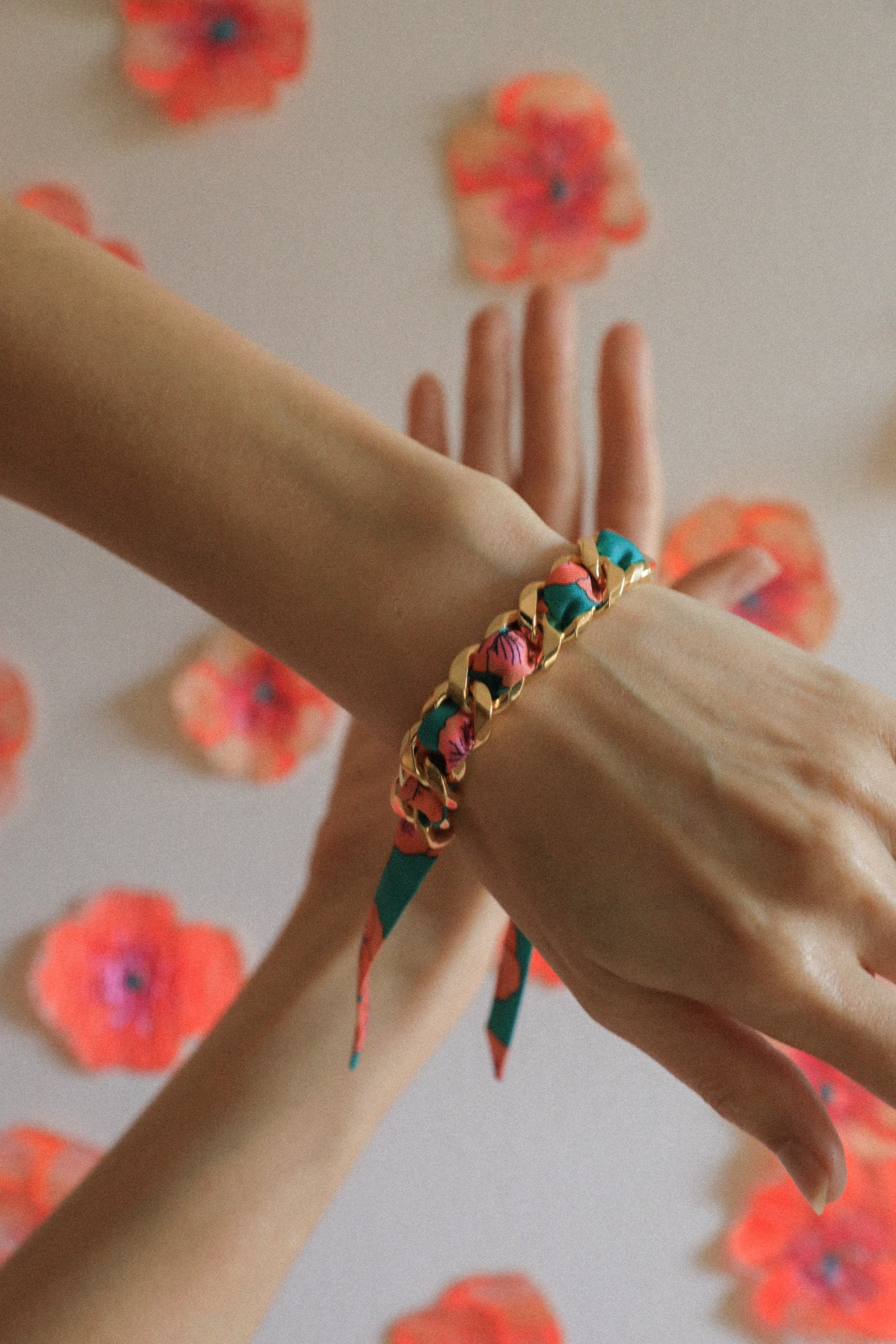Bracelet Décembre et ruban Pensées turquoise
