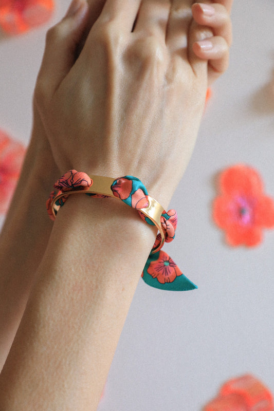 Bracelet Septembre et son ruban Pensées turquoise