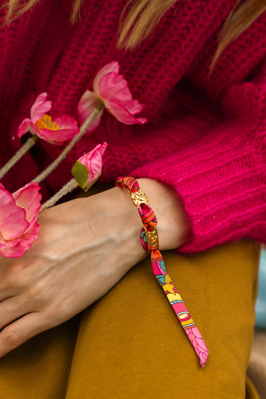 Bracelet Queen et son ruban Adresse Inconnue, bleu et rose