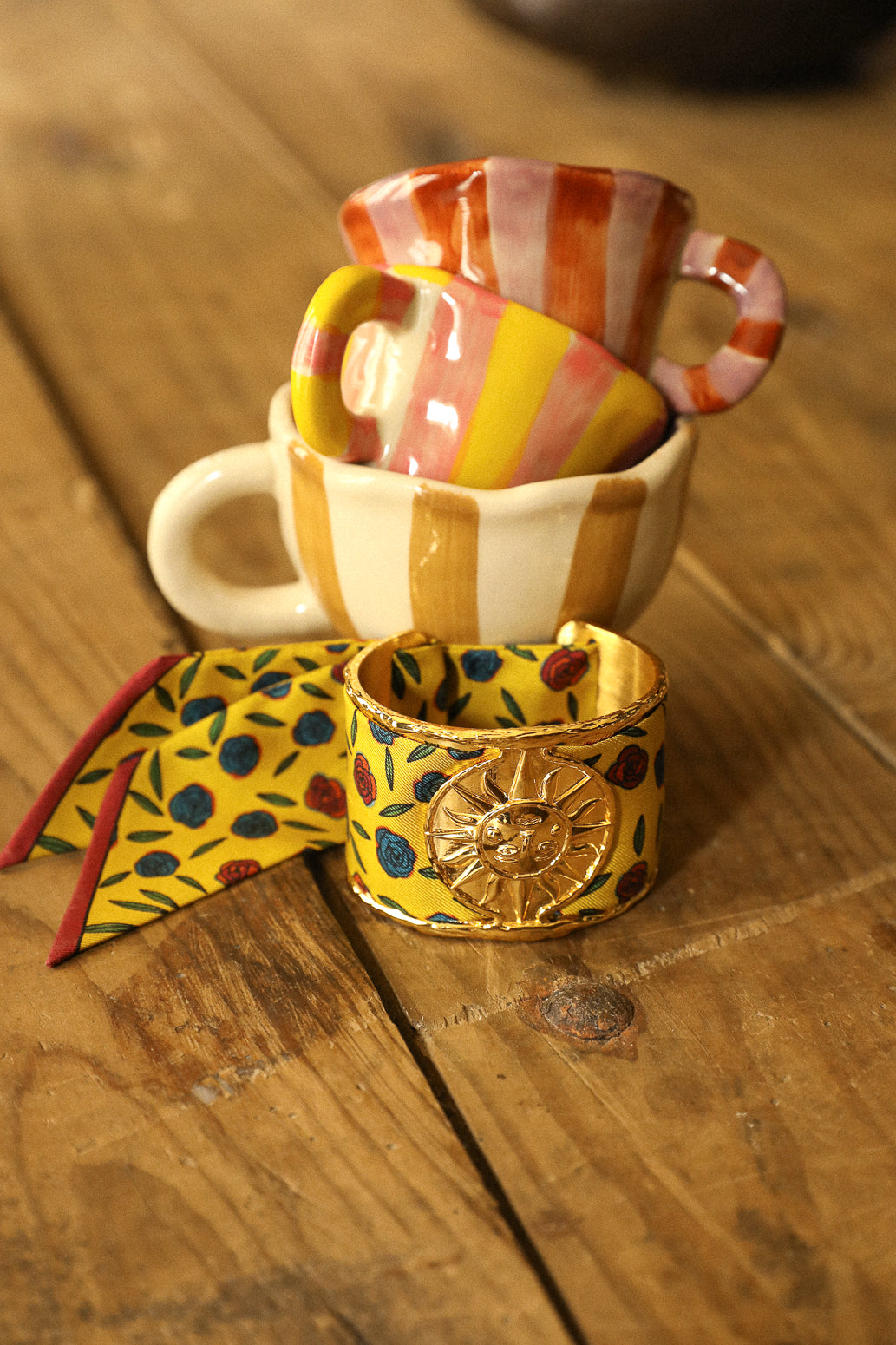 Grande manchette Soleil et ruban Gypsy Tales, curry