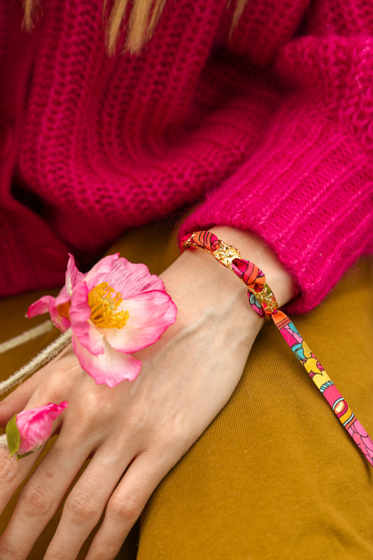 Bracelet Queen et son ruban Adresse Inconnue, bleu et rose